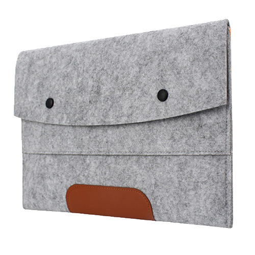 Clamshell Felt Laptop Sleeve w/ Two Compartments