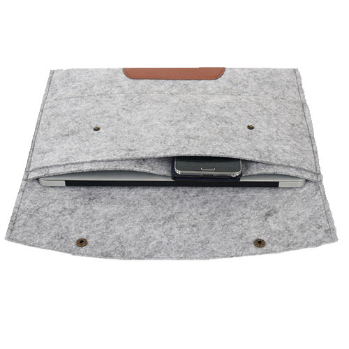 Clamshell Felt Laptop Sleeve w/ Two Compartments thumbnail 4