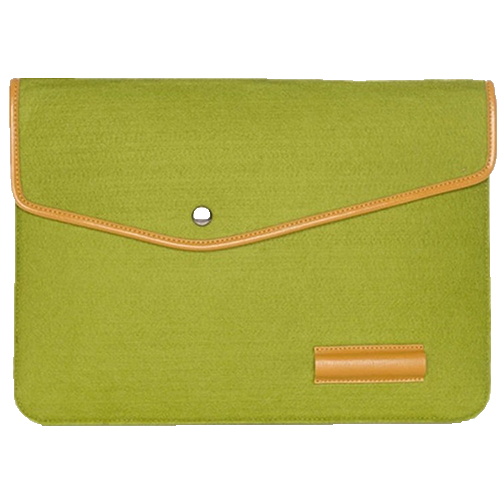 Felt Laptop Sleeve w/ Leather Rim Flip Top & Button Closure thumbnail 3