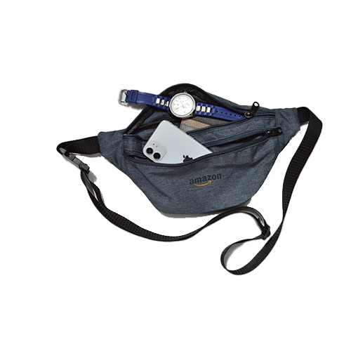 Waterproof 13"W x 6"H Heathered Fanny Packs w/ 3 Zippers & Custom Logo