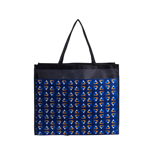 PET Non-Woven Tote Bag with Sublimated Front Pocket & Gusset