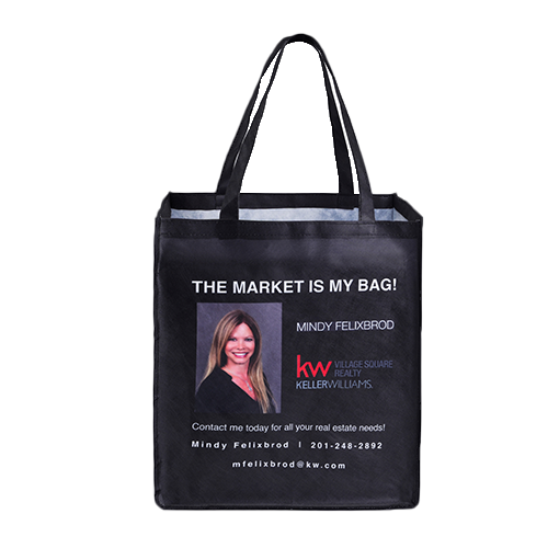 Sublimated PET Non-Woven Grocery Tote Bag w/ Gusset - 2 Sided