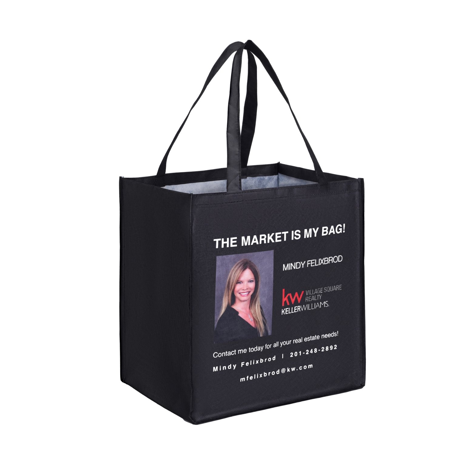 Sublimated PET Non-Woven Grocery Tote Bag w/ Gusset - 2 Sided thumbnail 2