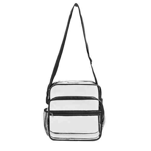 Clear PVC Stadium Approved Crossbody Messenger Shoulder Bag with Mesh Pockets