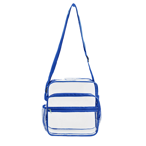 Clear PVC Stadium Approved Crossbody Messenger Shoulder Bag with Mesh Pockets thumbnail 2