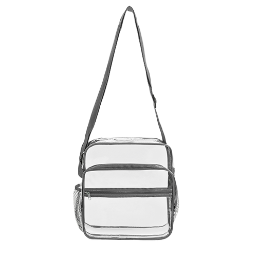 Clear PVC Stadium Approved Crossbody Messenger Shoulder Bag with Mesh Pockets thumbnail 3