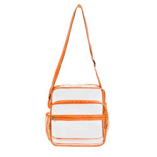 Clear PVC Stadium Approved Crossbody Messenger Shoulder Bag with Mesh Pockets thumbnail 5