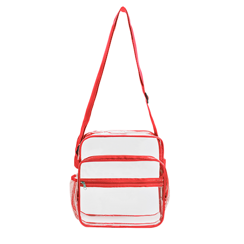 Clear PVC Stadium Approved Crossbody Messenger Shoulder Bag with Mesh Pockets thumbnail 6