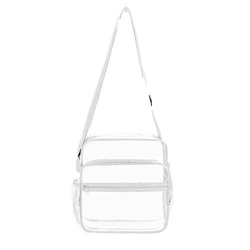 Clear PVC Stadium Approved Crossbody Messenger Shoulder Bag with Mesh Pockets thumbnail 7