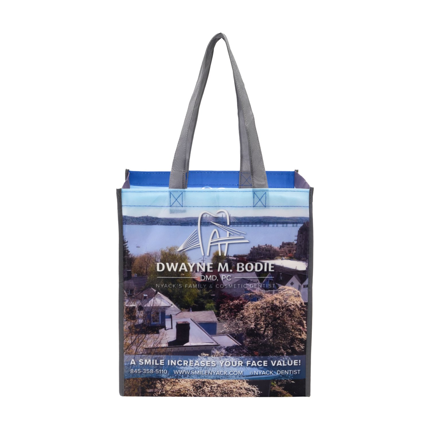 Full Color PET Non-Woven Grocery Tote Bag w/ Large Gusset - 4 Sided thumbnail 3