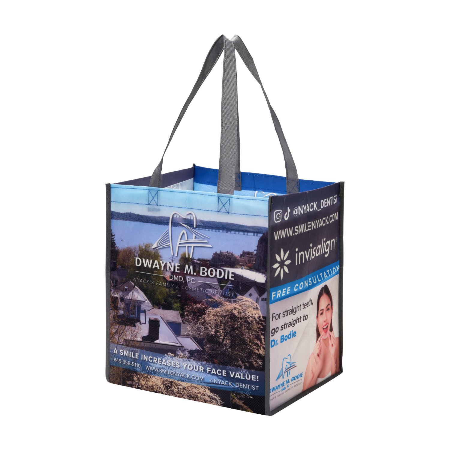 Full Color PET Non-Woven Grocery Tote Bag w/ Large Gusset - 4 Sided thumbnail 4