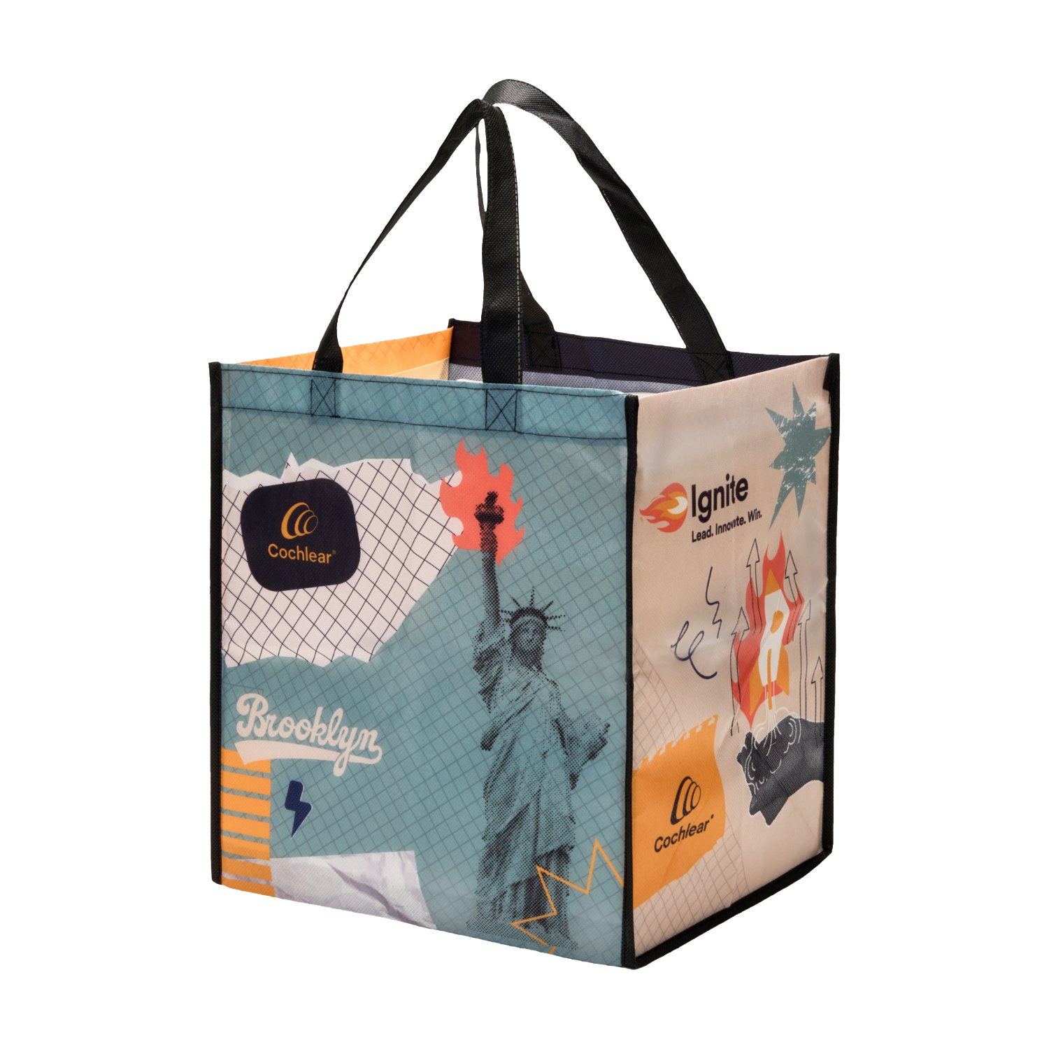 Full Color PET Non-Woven Grocery Tote Bag w/ Large Gusset - 4 Sided thumbnail 9